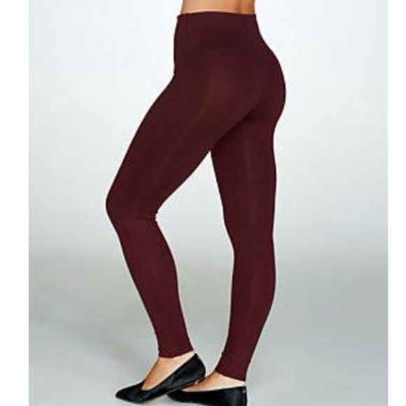 SPANX Burgundy Fashion Essential Leggings Large - Picture 2 of 7